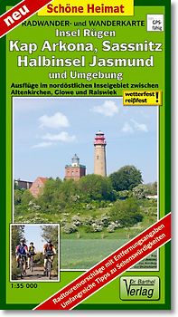 Radwander- und Wanderkarte Insel Rügen, Kap Arkona, Sassnitz, Halbinsel Jasmund und Umgebung