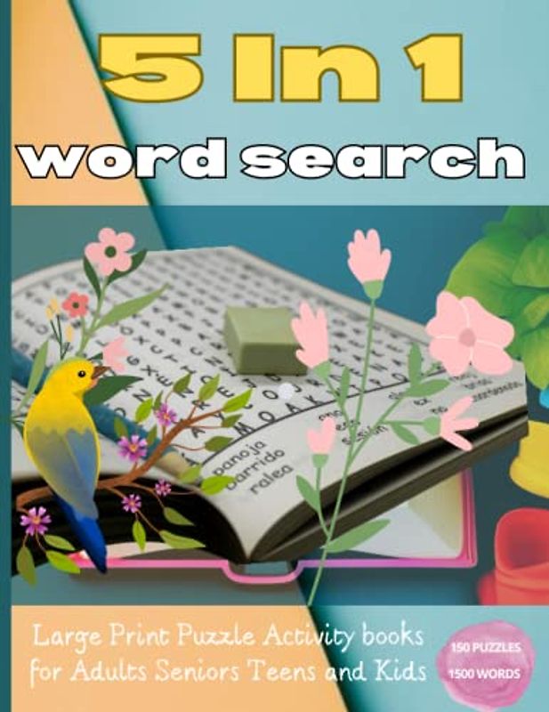 5 In 1 Word Search Book for Adults, Seniors, Teens and Kids :Word Search Books with Solutions: Get your brain working with Regular Word Search Books, ... to solve. large print puzzle activity books