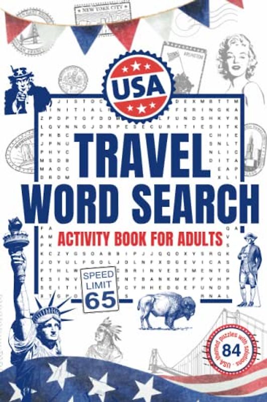 USA Travel Word Search: Activity Book for Adults. USA-themed puzzles with solutions