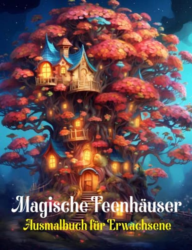Magische Feenhäuser Ausmalbuch für Erwachsene: Ein Stressabbauendes Malbuch für Erwachsene mit Feenhäuschen und Baumhäusern / einfache und schwierige ... Gärten, Schlössern und mehr feenhaften Orten