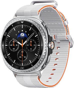 Samsung Galaxy Watch8 Classic 46 mm Boîtier aluminium noir sur Sport Chic S/M blanc [Wi-Fi]