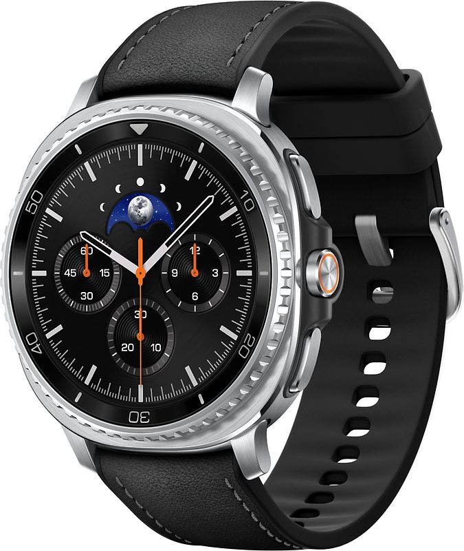 Samsung Galaxy Watch8 Classic 46 mm Aluminiumgehäuse black am Hybrid Band black [Wi-Fi + 4G]