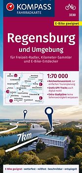 KOMPASS Fahrradkarte 3330 Regensburg und Umgebung 1:70.000