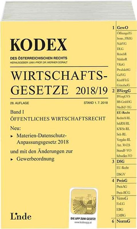 KODEX Wirtschaftsgesetze Band I 2018/19