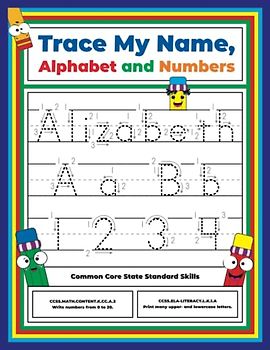 Trace My Name, Alphabet, and Numbers Workbook for Alizabeth: Letter and Number Tracing with Arrow Guides and Start Dots