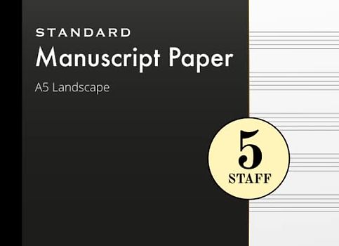 Music Manuscript Paper A5 Landscape: Black Cover | Notebook | Journal | Composition Book