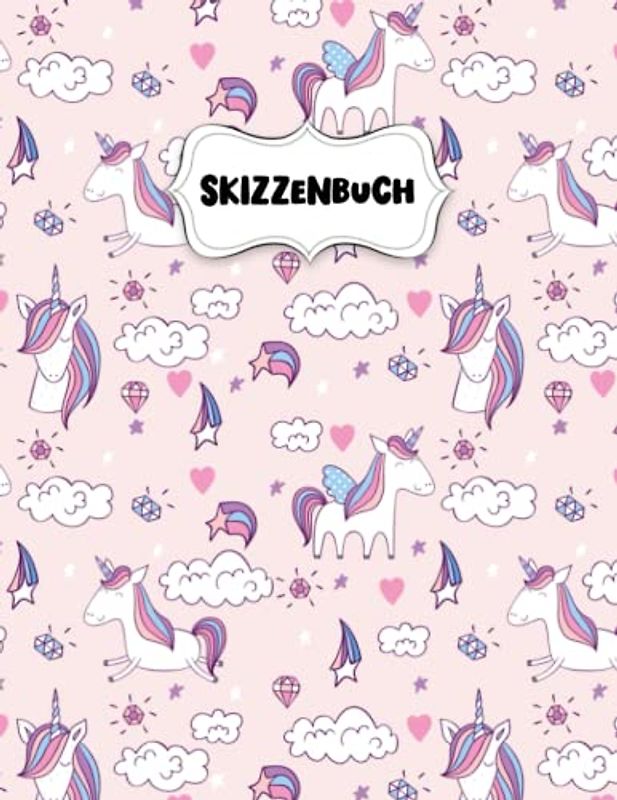 Skizzenbuch: Hübsches Einhorn Zeichenblock A4 für Kinder: Blanko Zeichenmappe A4 Zeichen Block