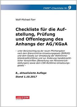 Farr, Checkliste 9 (Anhangs der AG/KGaA), 8.A.