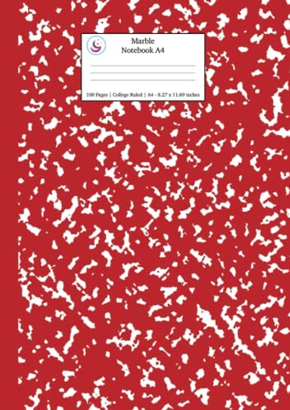 Marble Notebook A4: Red Marble College Ruled Journal (School Supplies, Band 4)