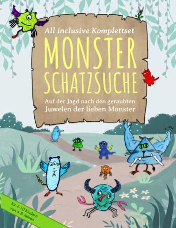 "Auf der Jagd nach den geraubten Juwelen der lieben Monster" - Deine perfekt vorbereitete Schnitzeljagd für einen unvergesslichen Kindergeburtstag ... mit 4-10 Kindern von 4-8 Jahren