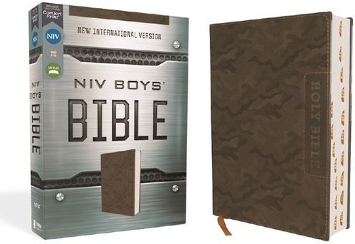 Niv, Boys' Bible, Leathersoft, Brown Camo, Thumb Indexed Tabs, Comfort Print