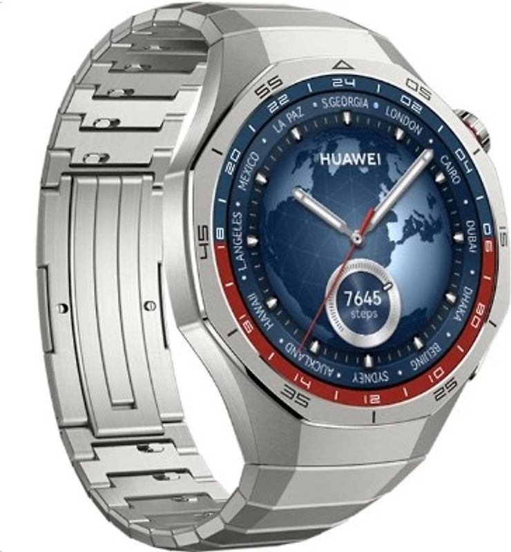 Huawei Watch GT 5 Pro 46 mm Boîtier acier inoxydable argent avec bracelet en titane argent