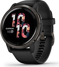 Image of Garmin Venu 2 45 mm slate rand van roestvrij staal met zwarte behuizing en siliconen polsband [wifi] (Refurbished)