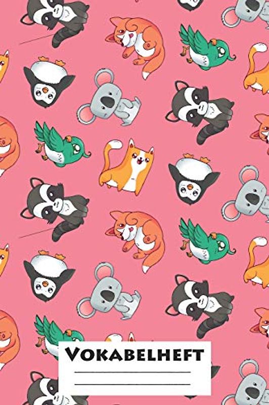 Vokabelheft: XXL Edition "Kawaii Tiere" I Extra dickes Heft für den Unterricht von Fremdsprachen I Französich, Spanisch, Englisch, Latein, Italienisch ... Ober- und Mittelstufe I Geschenk für Schüler