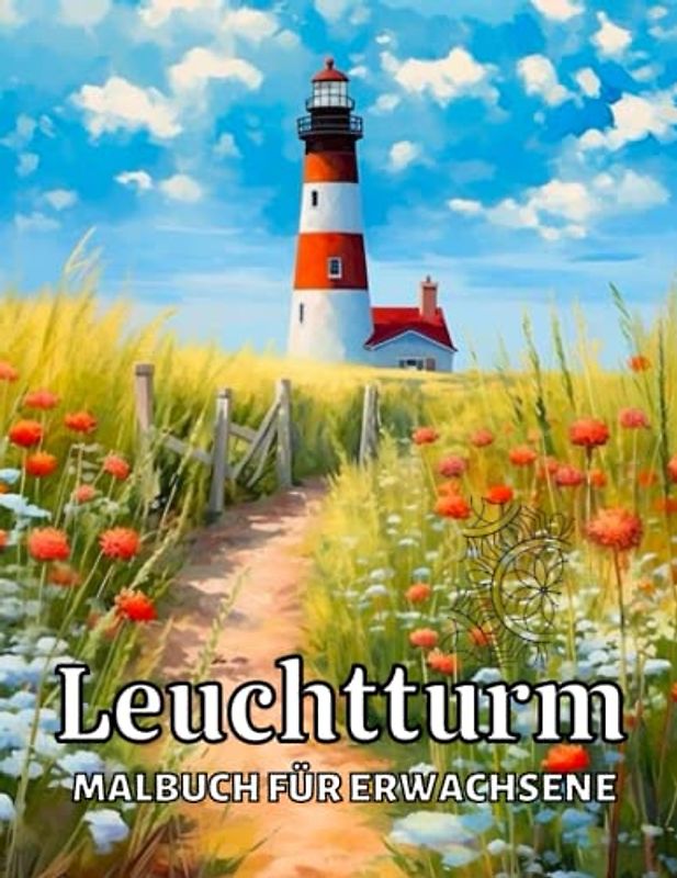 Leuchtturm Malbuch für Erwachsene: Entspannende leuchtturm und Blumen Motive– Therapie und Meditation für Männer und Frauen