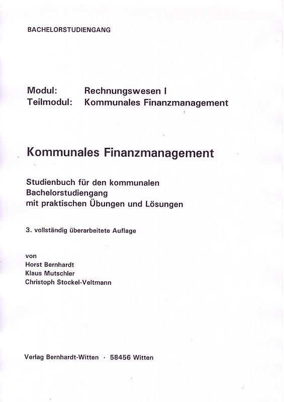 Kommunales Finanzmanagement Studienbuch für den Bachelorstudiengang