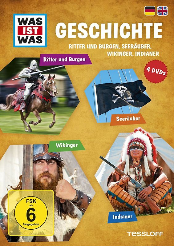 Was ist Was: Geschichte - Ritter und Burgen, Seeräuber, Wikinger, Indianer (4 Discs) DVD