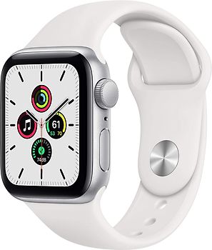 Apple Watch SE 40 mm boîter aluminium argent et bracelet sport blanc [Wi-Fi]