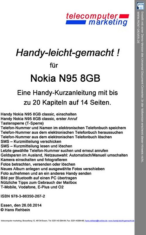 Nokia N95 8GB-leicht-gemacht. Handy-leicht-gemacht für Nokia N95 8GB