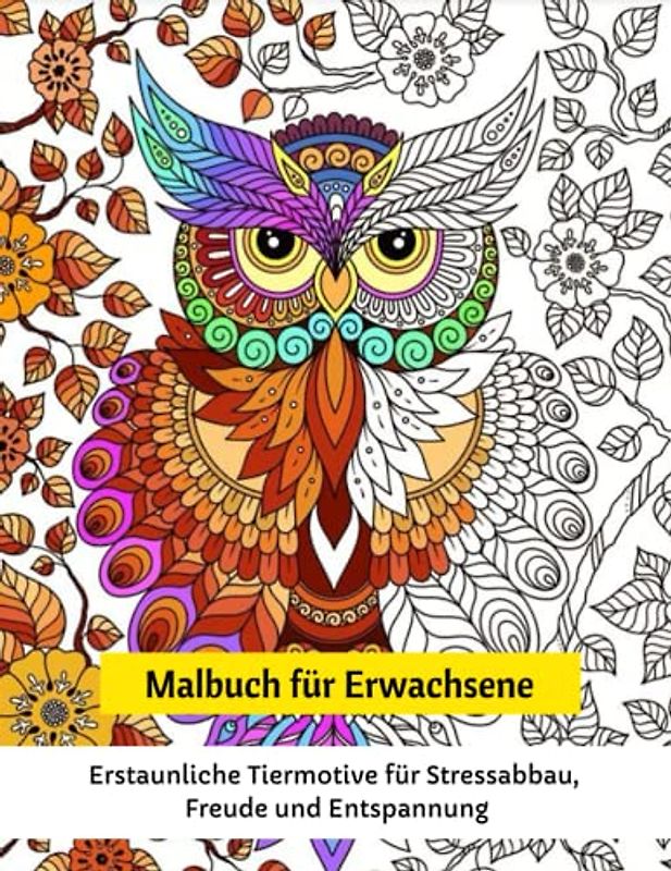 Malbuch für Erwachsene: Erstaunliche Tiermotive für Stressabbau, Freude und Entspannung