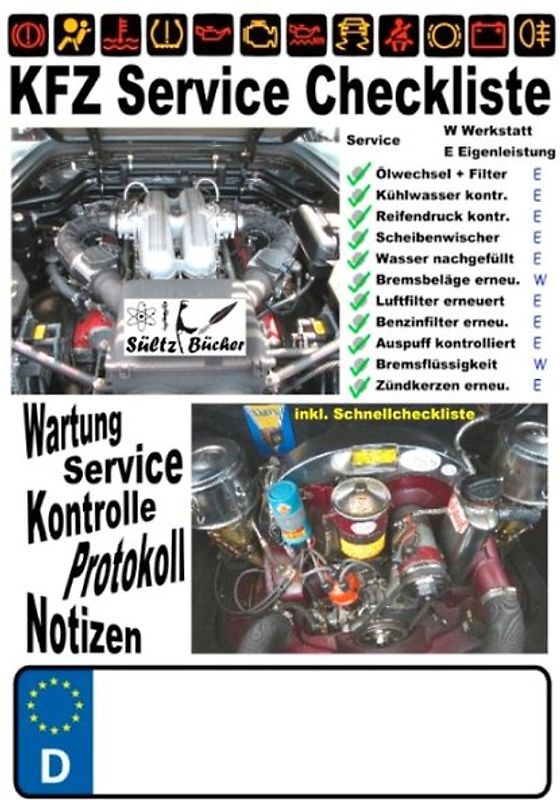 KFZ Service Checkliste - Wartung - Service - Kontrolle - Protokoll - Notizen