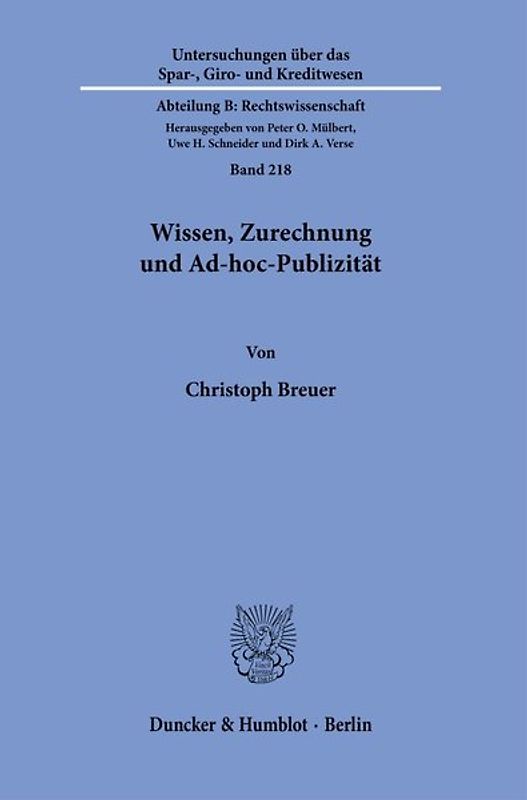 Wissen, Zurechnung und Ad-hoc-Publizität.