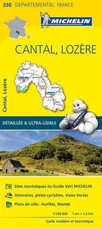 Carte Cantal, Lozère Michelin