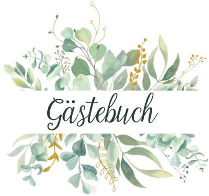 GÄSTEBUCH EUKALYPTUS: Gästebuch mit Eukalyptus Kranz - Geburtstag, Kommunion, Taufe, Babyparty, Jubiläum, Hochzeit, Konfirmation - Tischdeko