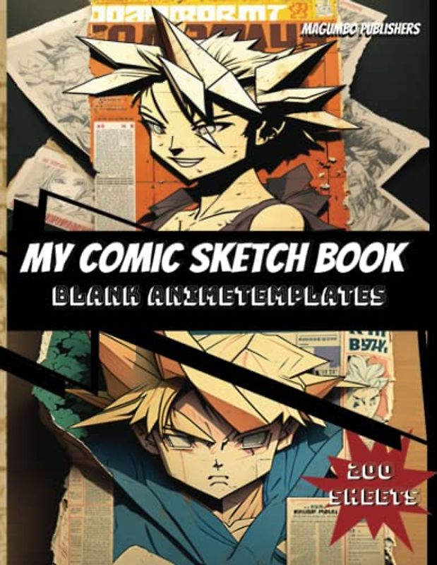 My Comic Sketchbook: Vintage Anime Inspired,Large Print, 200 paged blank templates Comic Art book
