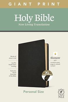 NLT Personal Size Giant Print Bible, Filament Enabled Edition (Red Letter, Genuine Leather, Black, Indexed)