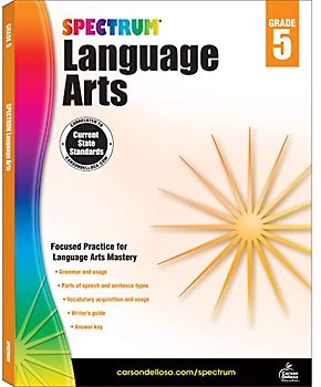 Spectrum 5th Grade Language Arts Workbook, Grammar, Vocabulary, Parts of Speech and Sentence Types, and Writing Practice, Spectrum Grade 5 Classroom or Homeschool Curriculum