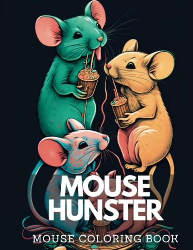 Mouse Colouring Book For Kids And Adults: Three mouses are having a meal with their family happily.