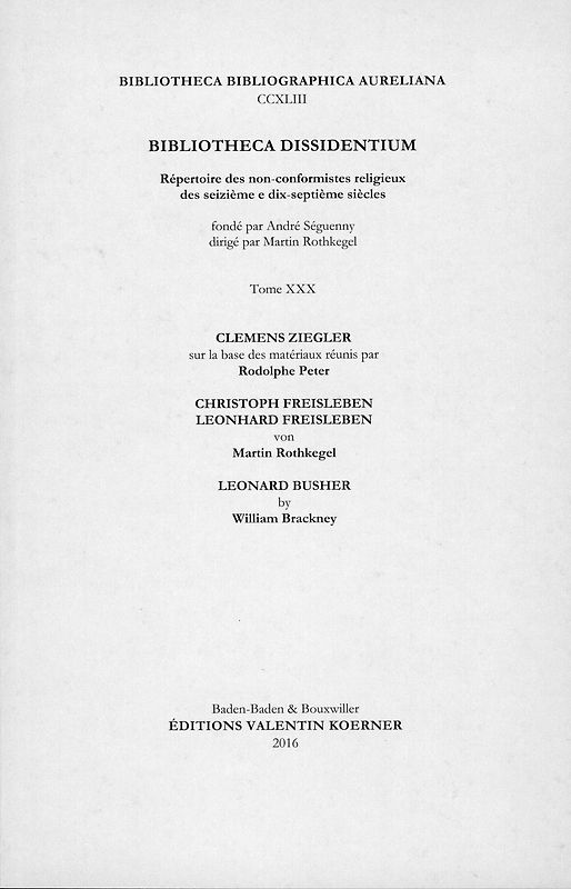 Bibliotheca Dissidentium XXX