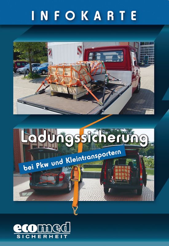 Infokarte Ladungssicherung bei Pkw und Kleintransportern. Verpackungseinheit 10 Stück