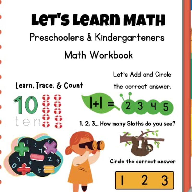 Let's Learn Math: Preschoolers & Kindergarteners Math Workbook