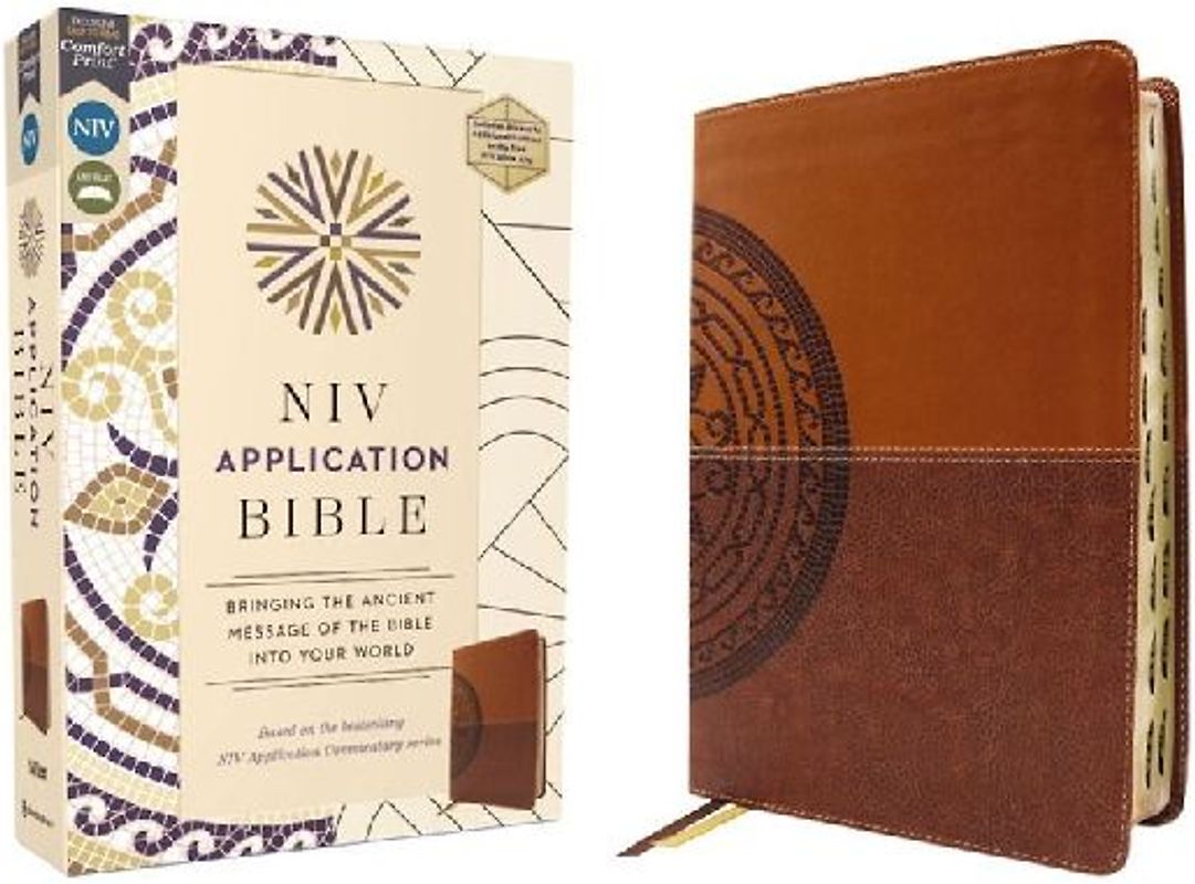 NIV Application Bible, Leathersoft, Brown, Red Letter, Thumb Indexed, Comfort Print