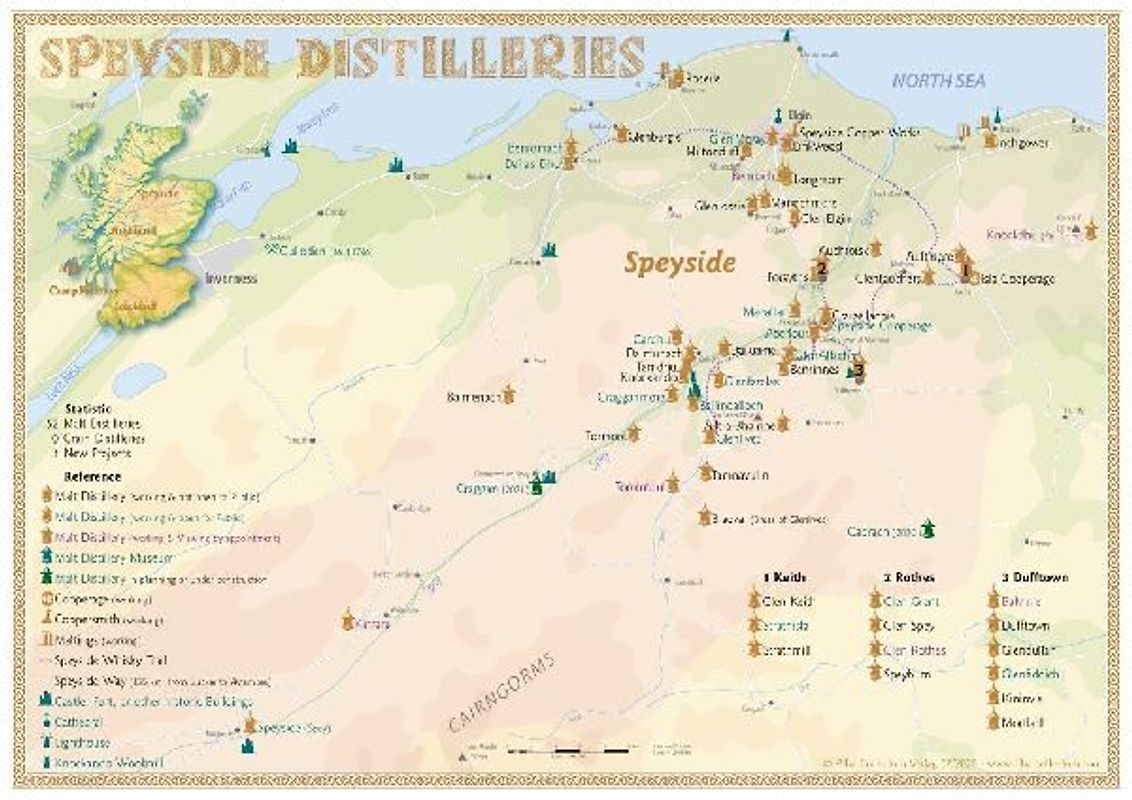 Whisky Distilleries Speyside - Tasting Map