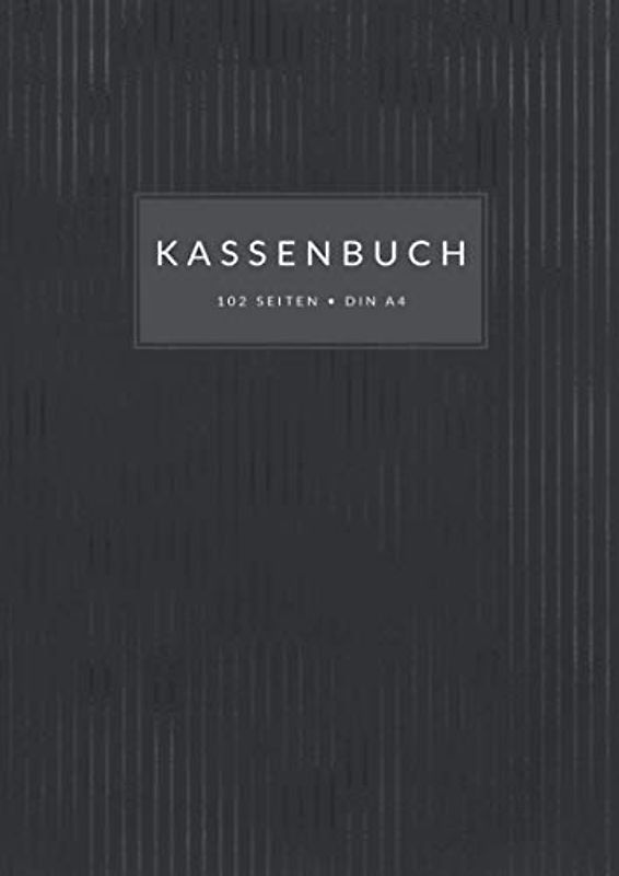 Kassenbuch • Din A4 • 102 Seiten: Doppelseitige Kassenabrechnung mit MwSt.-Spalte für Kleingewerbe, Kleinunternehmer, Selbstständige, ... zum Eintragen • Schwarzes Streifen Design