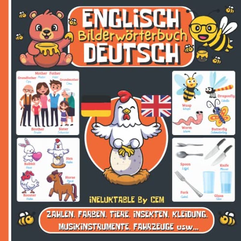 DEUTSCH ENGLISCH BILDERWÖRTERBUCH: Kinderbuch zum Englischen, Mädchen und Jungen, Anfänge, farbiges Aktivitätsbuch, erste Wörter auf Englisch