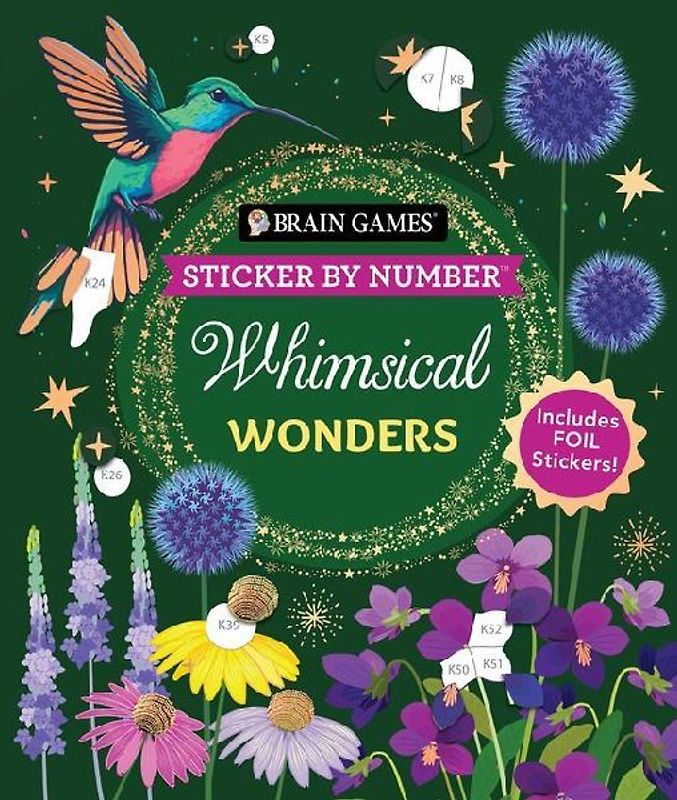 Brain Games - Sticker by Number: Whimsical Wonders (24 Images to Sticker)