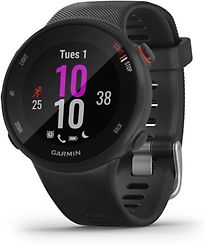 Garmin Forerunner 45S zwart met een zwarte siliconen polsband