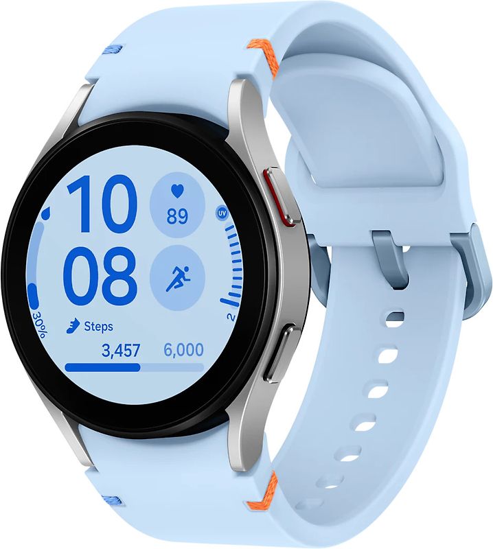 Samsung Galaxy Watch FE 40 mm Boîtier aluminium argent Bracelet silicone bleu [Wi-Fi]