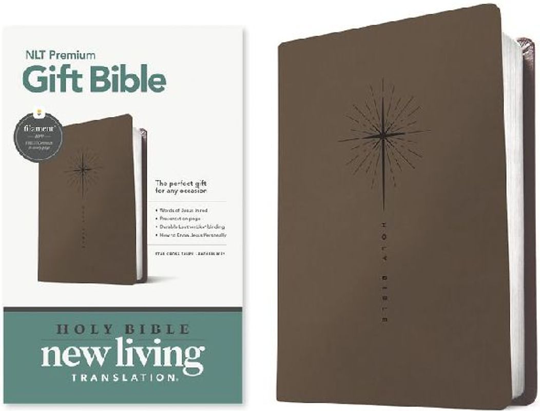Premium Gift Bible Nlt, Filament Enabled (Leatherlike, Star Cross Taupe, Red Letter)