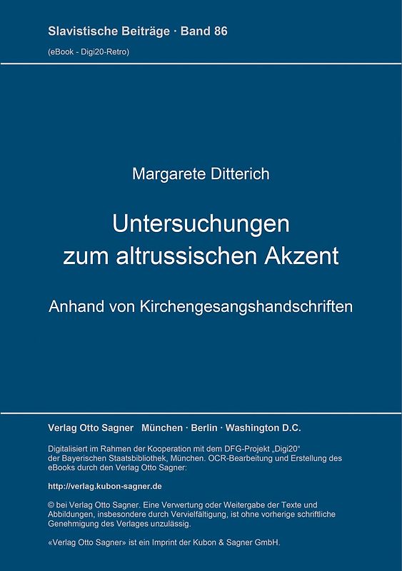 Untersuchungen zum altrussischen Akzent