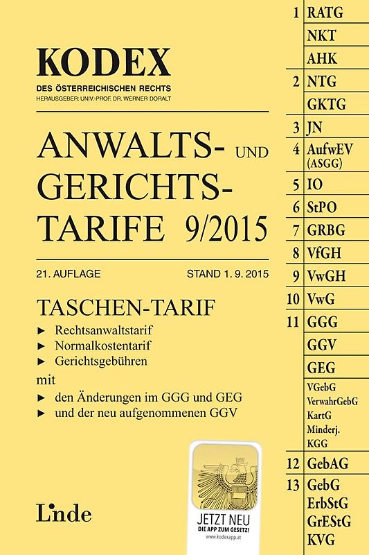 KODEX Anwalts- und Gerichtstarife 9/2015