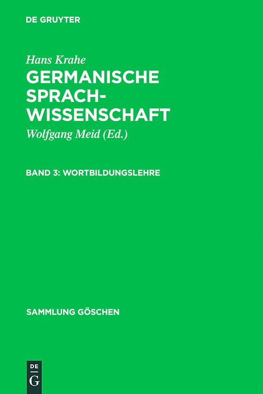 Hans Krahe: Germanische Sprachwissenschaft / Wortbildungslehre