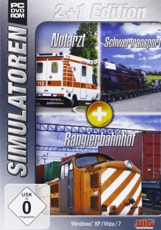 Simulator Bundel: Notarzt, Schwertransport, Rangier Sim 2+1 Orange PC Spiele