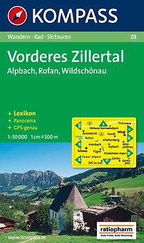 Vorderes Zillertal /Alpbach /Rofan /Wildschönau. Wanderkarte mit Kurzführer, Panorama, Radwegen und alpinen Skirouten. GPS-genau. 1:50000