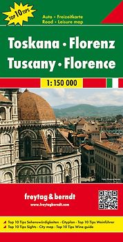 Toskana - Florenz, Autokarte 1:150.000, Top 10 Tips