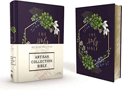 NIV, Artisan Collection Bible, Cloth over Board, Navy Floral, Designed Edges under Gilding, Red Letter, Comfort Print